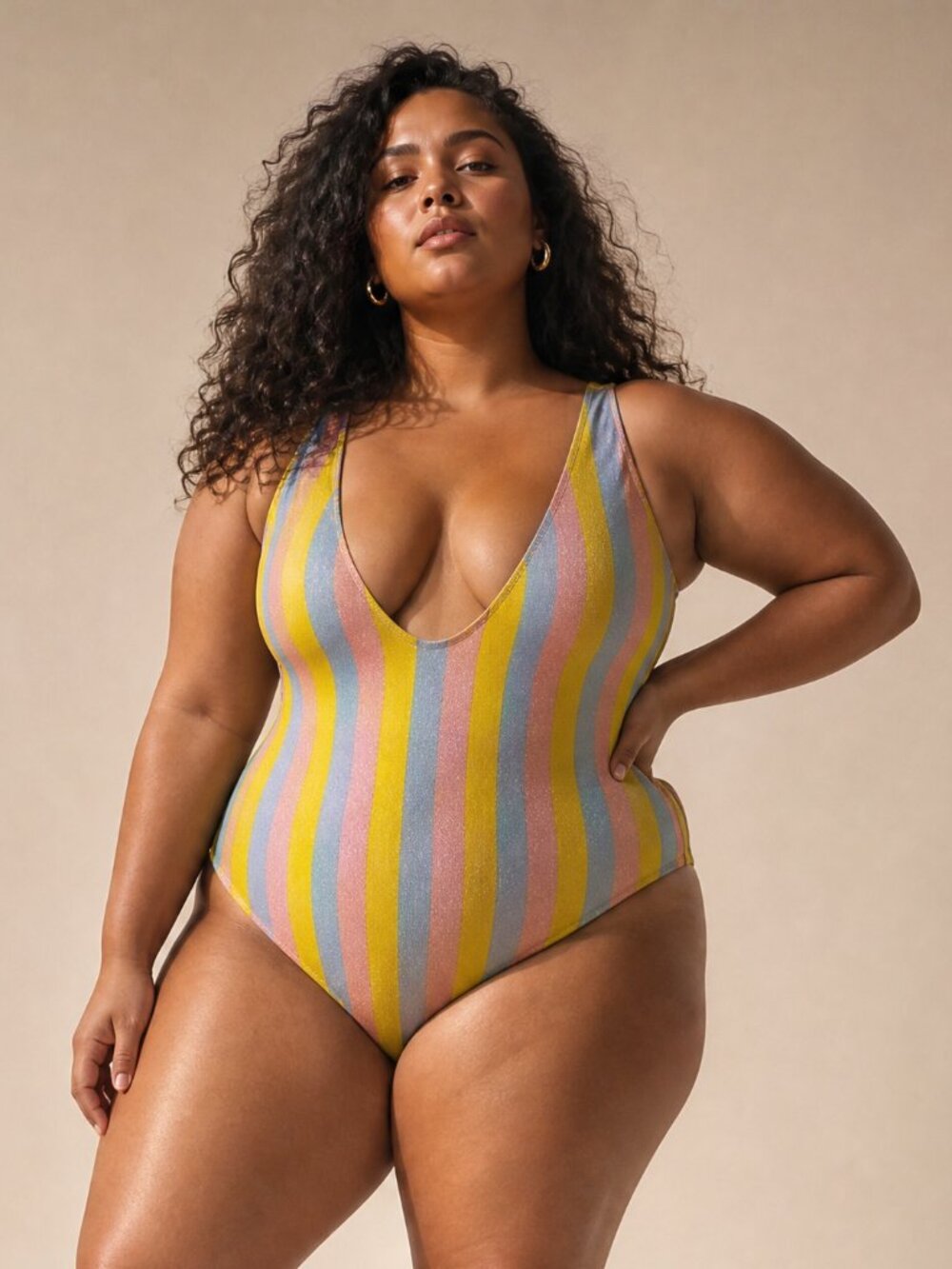 SOLID & STRIPED Pastel Striped Swimsuit